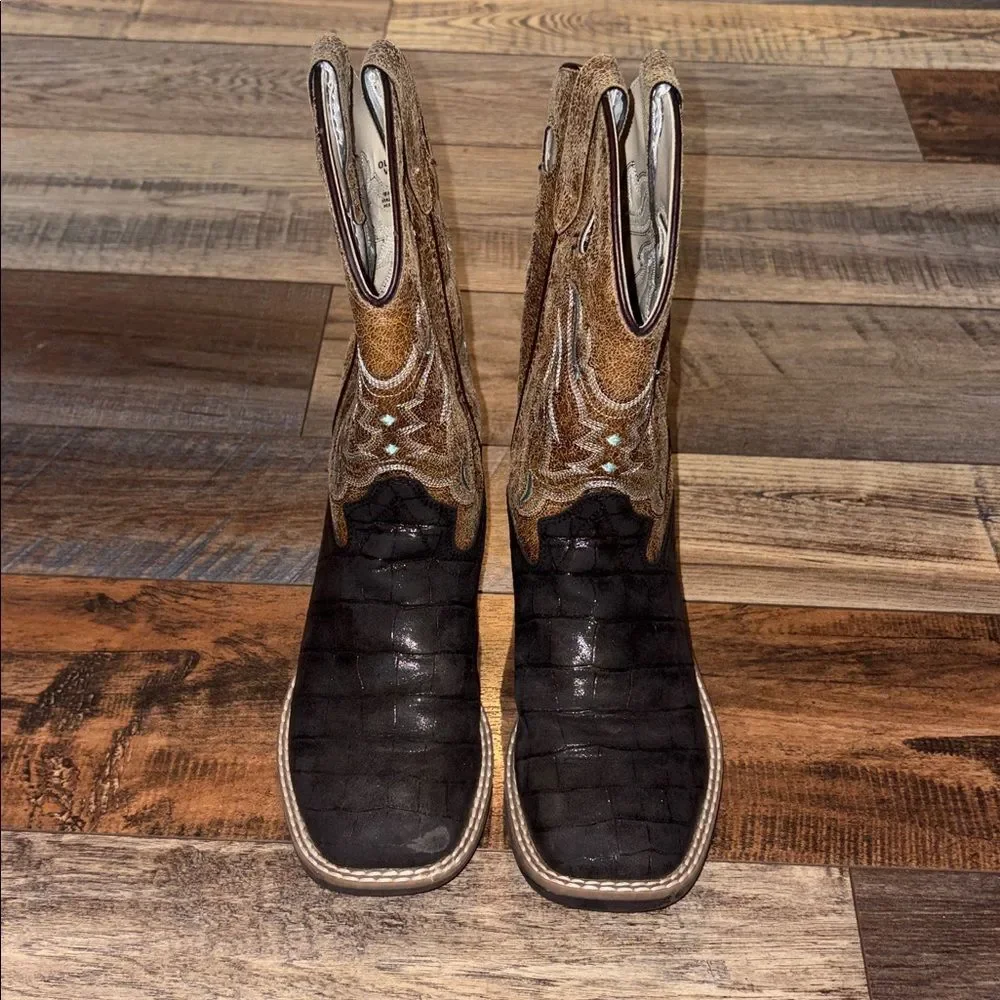 Old West Boy’s Tan & Brown Cowboy Boots